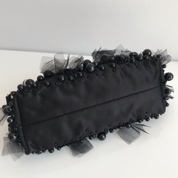 COPY - NWOT Black Mini Bag Patchwork with Black Pearl Sequin and Tulle 90’s Y2K - Picture 7 of 16